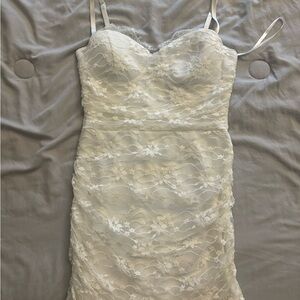 Windsor white lacey Dress with Sweetheart Neckline